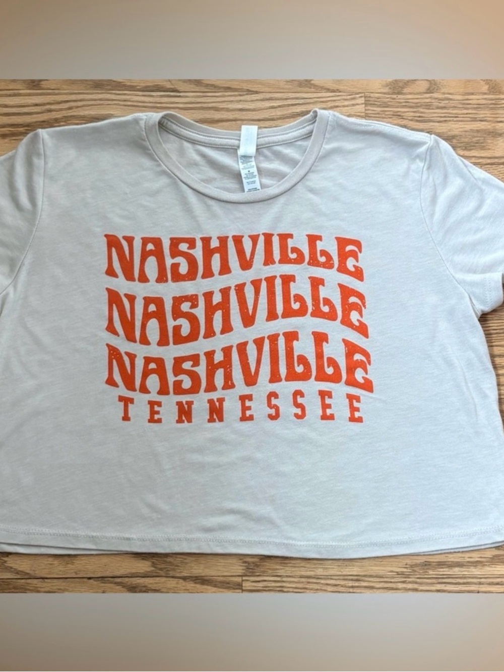 Bella Canvas Light Cream Crop Top with Orange Nashville Print
